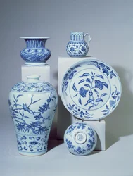 Vase, Bowl, Plate and Two Small Vases, Ming