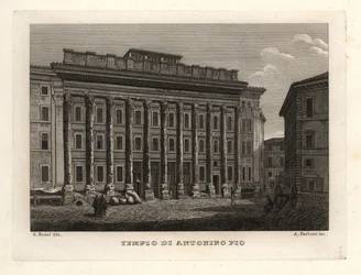 View of the Temple of Antoninus and Faustina, Tempio di Antonino Pio, Rome