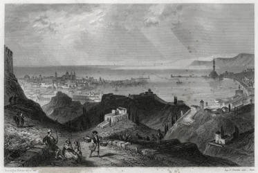 View of the city and port of Genoa, the marble city, Genoa-la-Superb, in the book on the Mediterranean by Louis Enault, a French journalist and traveller