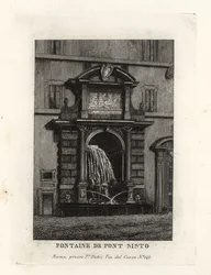 View of the Fountain of Ponte Sisto Bridge, Acqua Paola, Rome