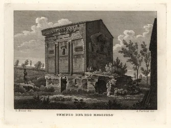 View of the ruins of the Tomb of Annia Regilla in Caffarella Park, Rome