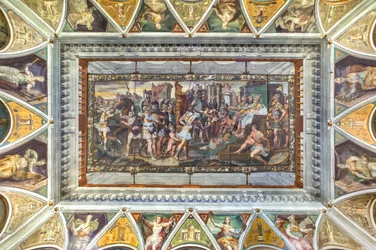 View of the vault of the Room of Ulysses, Palazzo della Prefettura, Bergamo, Italy