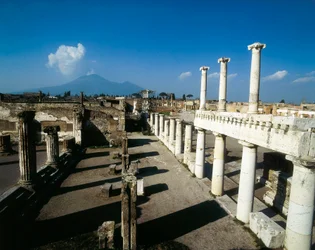 View of the Forum of Pompeii and Vesuvius
