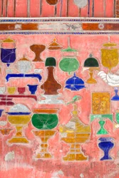 Wall with Leaded Glass Figures, Shwe Yaunghwe Kyaung Monastery, Nyaungshwe, Inle Lake, Myanmar