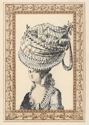 Woman wearing a huge hat called the Happiness of the Century