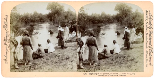 Baptising in the River Jordan, Palestine, 1896