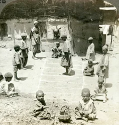 Children playing hopscotch, Kashmir, India