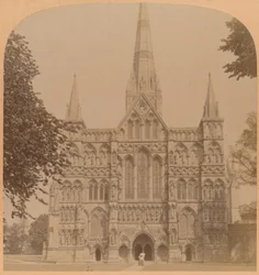 Northwest Façade of the Great Gothic Cathedral of Salisbury, England, 1900