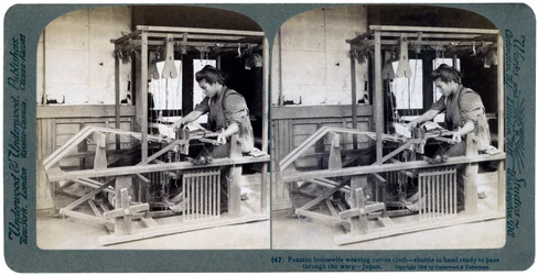 Peasant Housewife Weaving Cotton Cloth, Japan