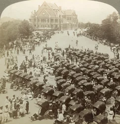 Rickshaws Before Christ Church, Simla, India