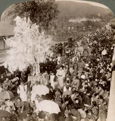 Shinto Procession Carrying Sacred Objects Over a Bridge to the Imperial Museum, Kyoto, Japan, 1904