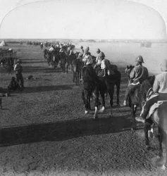 The 38th Battery at the Modder before taking part in Roberts advance, South Africa, Boer War
