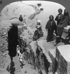 The Nilometer measurer of inundations at the first cataract, Egypt, 1905