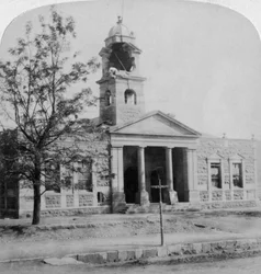 The Town Hall, struck by a Boer shell during the siege, Ladysmith, South Africa