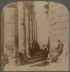 The famous colonnade of the great Hypostyle Hall in the Temple of Karnak, Thebes, Egypt, 1897