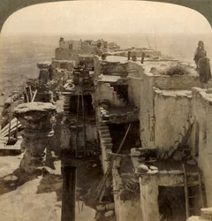 Wolpi, a Chief Pueblo of the Mysterious Moki Race Cliff Dwellers, Arizona, U.S.A., 1901