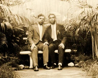 Portrait of an Affectionate Couple in a Tropical Garden, c.1930