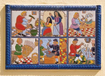 Tile Showing Different Crafts, Spain