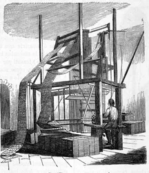 1801 Jacquard Weaving Loom. 19th Century Engraving