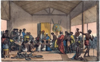 A Banquet in Abyssinia - Engraving from 
