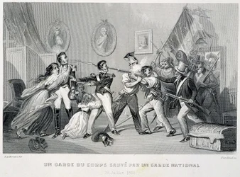 A bodyguard saved by a national guard (29 July 1830) - in 