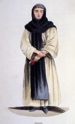 A celestin, religious of the order founded in 1254 by Célestin V. Engraving of the 19th century