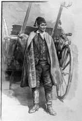 A peasant from the surroundings of the city of Carini in Sicily. Engraving of the 19th century