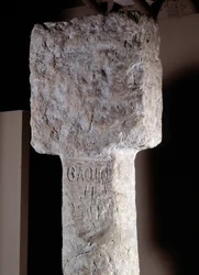 African Art: Detail of a Pillar of Possession Known as Saint Augustine Erected by the Portuguese Explorer Diogo Cao in Southern Angola. 1486. Lisbon, National Museum of Ancient Art