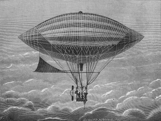Airship electric aerostat of brothers Gaston and Albert Tissandier. In 