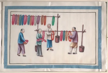 Album Containing Twelve Paintings of People Making Silk