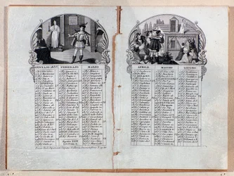 Almanac Calendar of the Year 1837 Decorated with Scenes of the Opera La Sonnambula