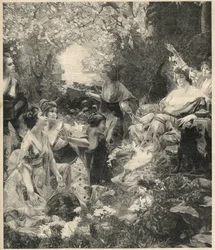 Amaterasu, goddess of the Sun - engraving by Paul Francois Quinsac - Engraving of 1899