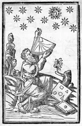 An astrologer measures height during the moon eclipse