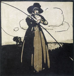 Angling: Woman preparing her hook - calendar