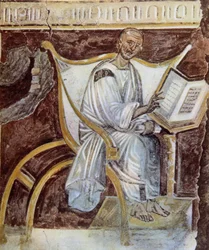 Anonymous, around the 6th century. The oldest portrait of Saint Augustine (354-430). Rome. Palazzo Lateranense, Scala Santa (Holy Staircase). Facsimile.