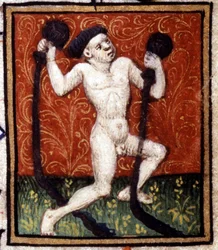 Aquarius. Miniature of a Horoscope. 15th Century Manuscript. Bibl. Trivulziana, Milan