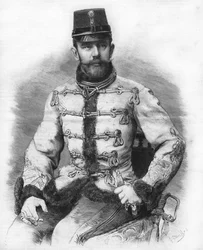 Archduke Rodolph of Habsburg (1858-1889), Crown Prince of Austria. Engraving of 1889
