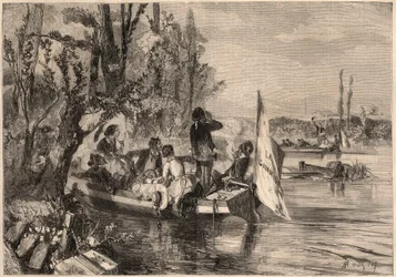 Around Paris in 1857: The canoeists in Asnieres