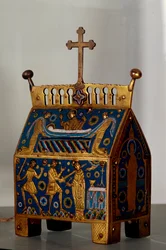 Reliquary in Enamel, Gold and Copper of Saint Thomas Becket, Archbishop of Canterbury. Decorated with Representations of the Assassination of the Archbishop and His Funeral. 13th Century