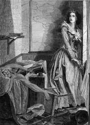 Assassination of Jean Paul Marat by Charlotte Corday, on 13 July 1793 in Paris. Engraving from 1860