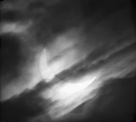 Astronomical Glass Plate Slide of Solar Eclipse Through Clouds