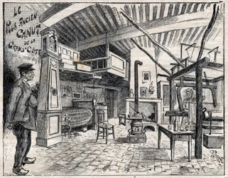 Atelier de Canut a Lyon - The Oldest Canut of the Grand Cote Since 1814 - Engraving in 