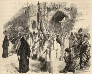 Atonement procession for the cessation of yellow fever in Lisbon, Portugal in 1857