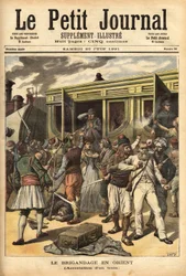 Attacking a train by robbers near Cherkessklui, engraving in 