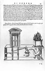 Automatic Mechanism Designed by Heron of Alexandria the Elder (1st Century) for Opening and Closing the Doors of a Temple. Heron, Spiritalia