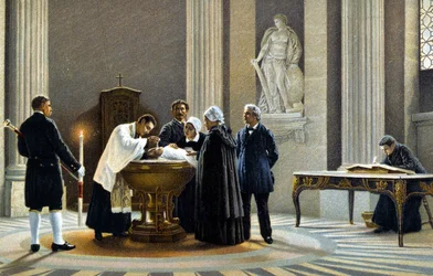 Baptism of a Baby in a Church