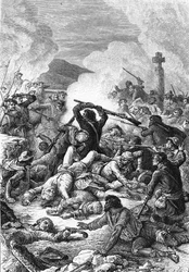 Battle of Ponte Novu in Corsica Between French Army Led by Comte de Vaux and Corsican Troops of Pasquale Paoli, 9th May 1769