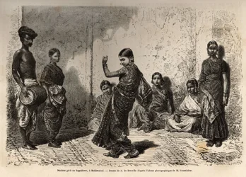 Bayaderes (or devadasi), originally servants of the deities, these young girls dedicated to a temple received a certain education, especially the mastery of dance and enjoyed certain privileges, but their status evolved as waitresses of the Brahman and wi
