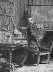 Benjamin Franklin in His Physics Lab in Philadelphia. In 