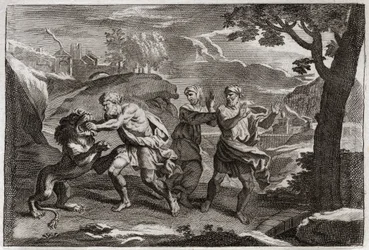 Bible of Royaumont, Old Testament: Birth of Samson (illustration from 1811)